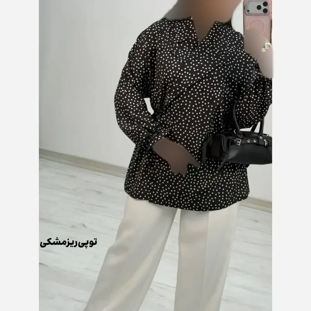 شومیز یقه انگلیسی شادی جنس کرپ بوگاتی فری سایز