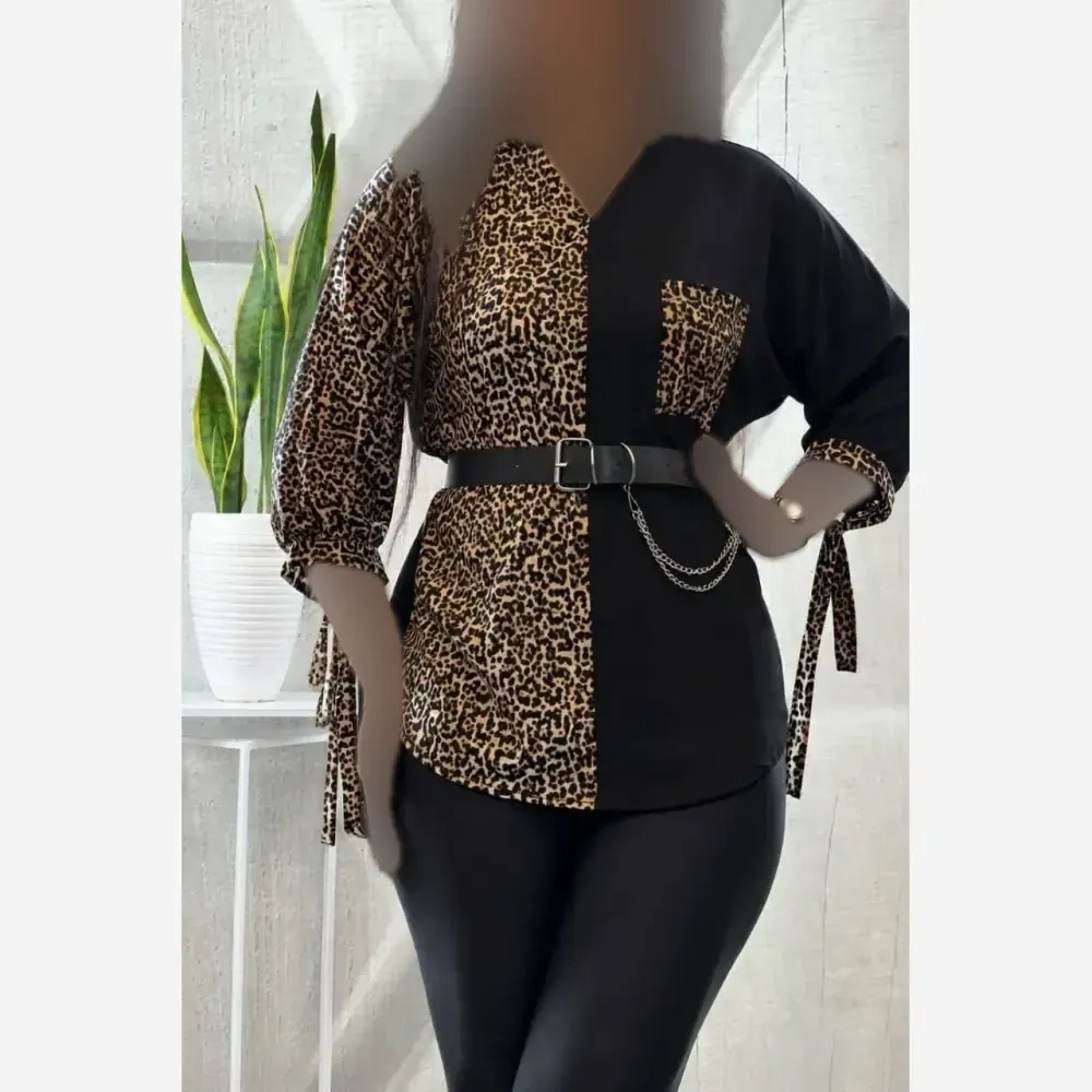 شومیز طرحدار نجلا کرپ بوگاتی زبرا پلنگی سایز 38 تا 50