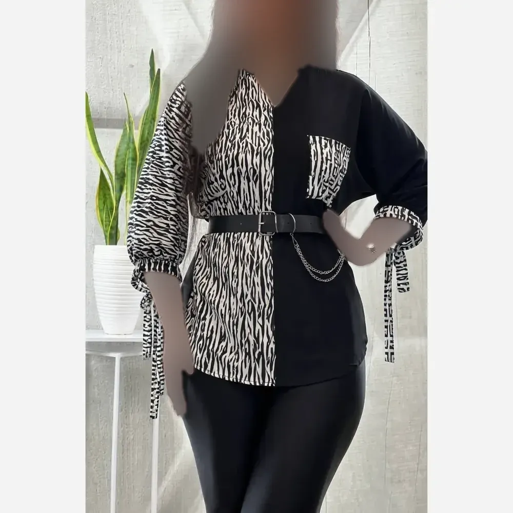 شومیز طرحدار نجلا کرپ بوگاتی زبرا پلنگی سایز 38 تا 50