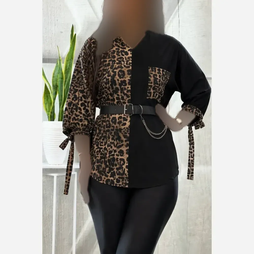 شومیز طرحدار نجلا کرپ بوگاتی زبرا پلنگی سایز 38 تا 50