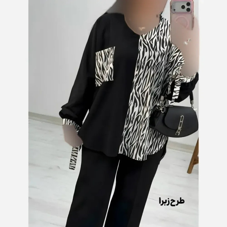 شومیز طرحدار نجلا کرپ بوگاتی زبرا پلنگی سایز 38 تا 50