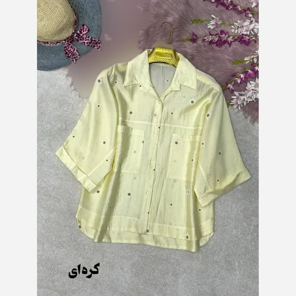شومیز لارا پری شیشه ای درجه یک فری سایز 38 تا 46 رنگبندی متنوع