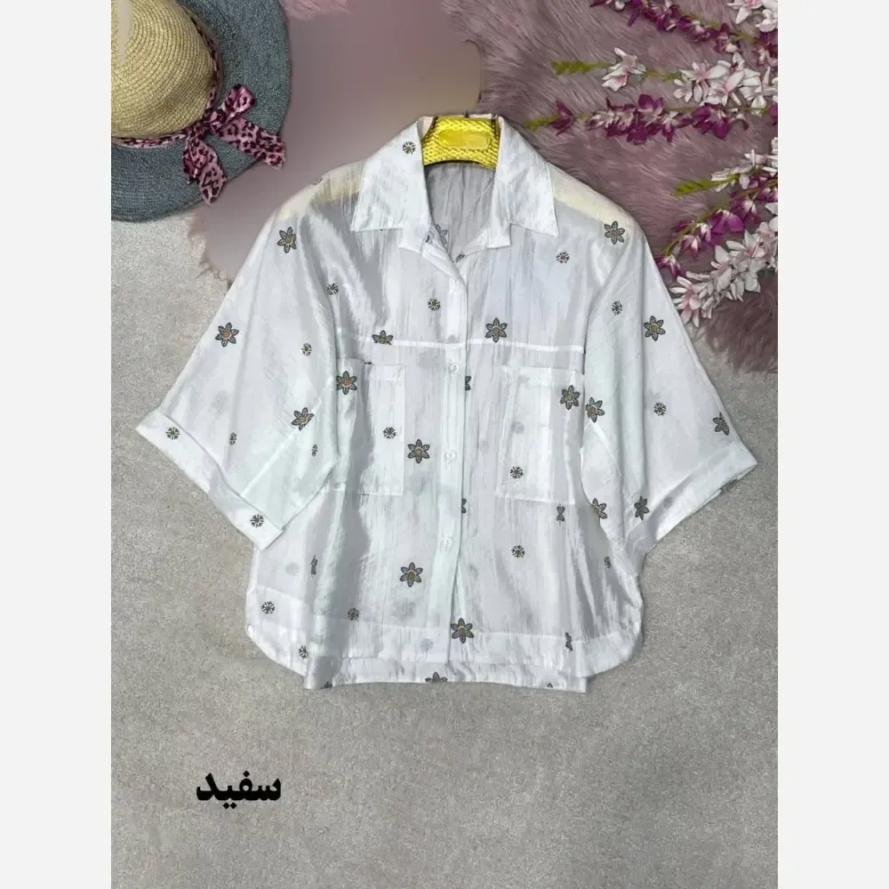 شومیز لارا پری شیشه ای درجه یک فری سایز 38 تا 46 رنگبندی متنوع
