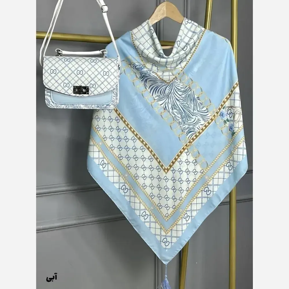 ست کیف و روسری گوچی پاپیون مخمل و چرم صنعتی نخی منگوله دار