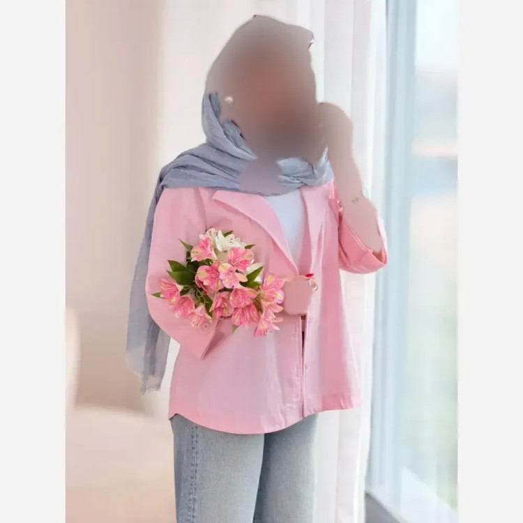 شومیز آستین فلشی زنانه جنس پری ایرانی فری سایز جیب دار