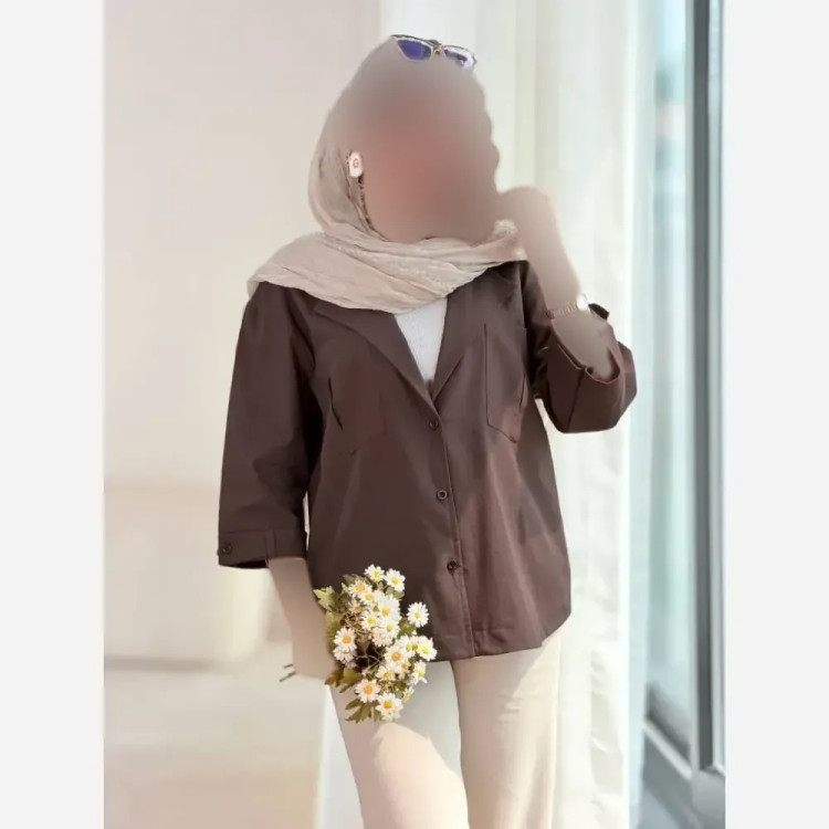 شومیز آستین فلشی زنانه جنس پری ایرانی فری سایز جیب دار