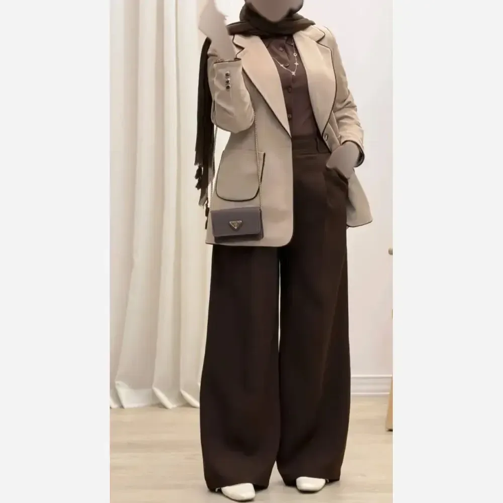 کت و شلوار زنانه دو رنگ کرپ مازراتی درجه یک بگ با کمربند