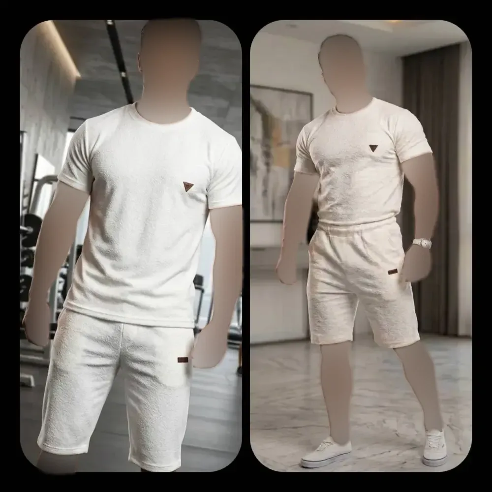 تیشرت شلوارک مردانه فلامنت سفید رنگ L و XL