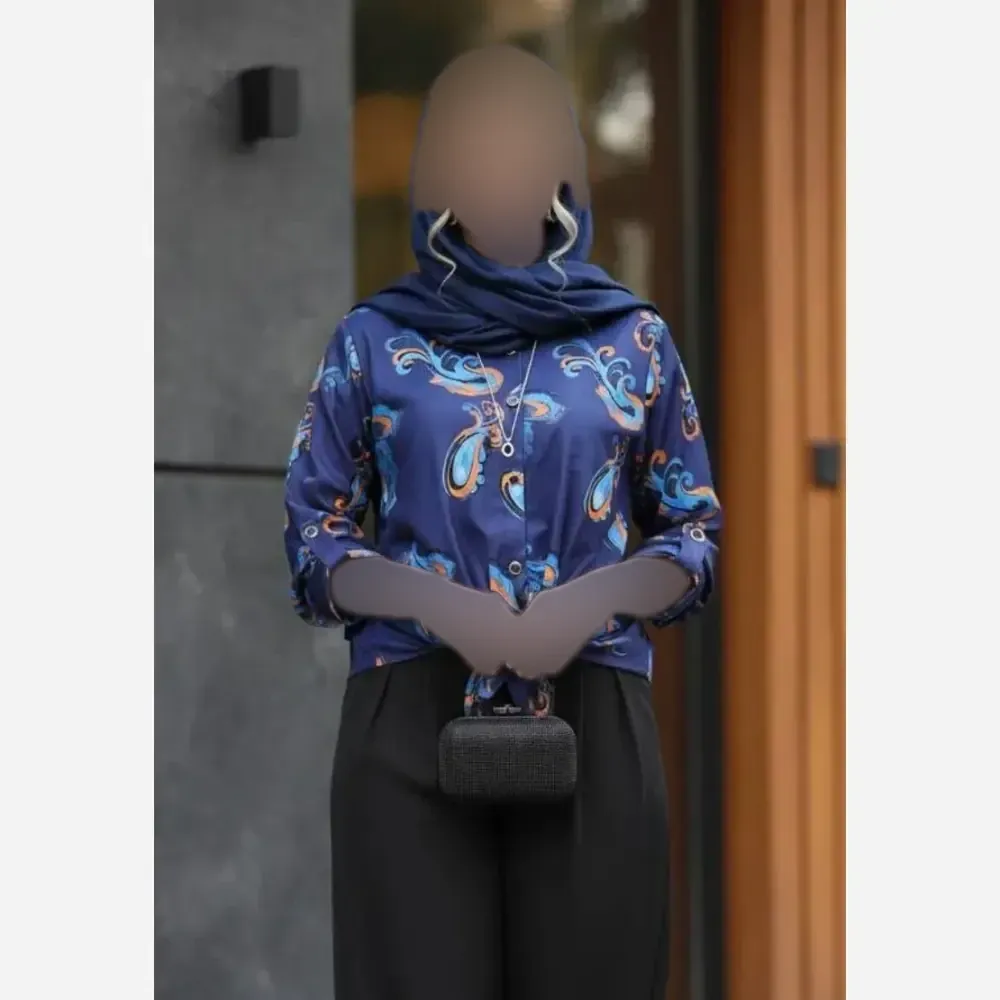شومیز گره ای نونا ژاکارد حصیری فری سایز 36 تا 46 رنگ کله غازی شکلاتی ابری