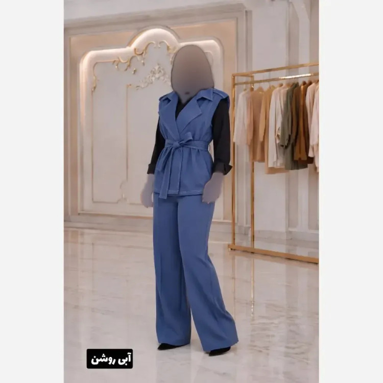 ست و شلوار لی زنانه تنسل فری سایز تا 48 کمربنددار