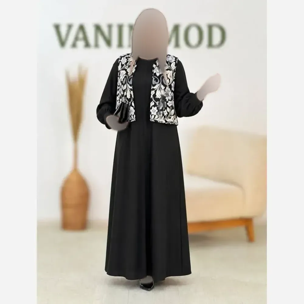ست سارافن کریشه و جلیقه سوزن دوزی مدل نیوشا سایز فری 38 تا 46