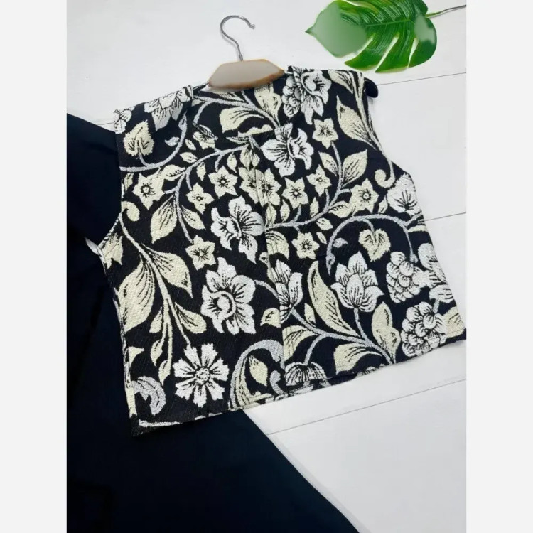 ست سارافن کریشه و جلیقه سوزن دوزی مدل نیوشا سایز فری 38 تا 46